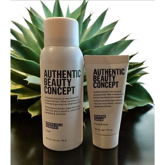 AUTHENTIC BEAUTY CONCEPT Strong Hold Hairspray 3 oz + Shaping Cream 30 ml NWOB - Picture 1 of 3